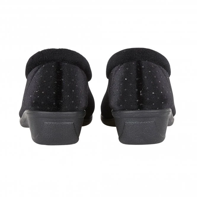 Black Beverley Velour Slippers | Lotus 5 Black Beverley Velour Slippers | Lotus - Image 3
