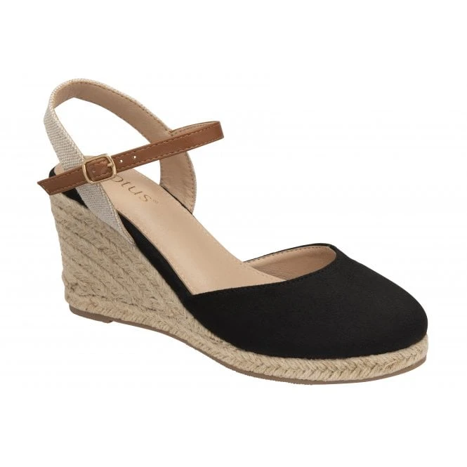 Black Katie Espadrille Wedge Shoes | Lotus 3 Black Katie Espadrille Wedge Shoes | Lotus