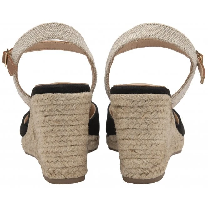 Black Katie Espadrille Wedge Shoes | Lotus 5 Black Katie Espadrille Wedge Shoes | Lotus - Image 3