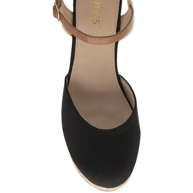 Black Katie Espadrille Wedge Shoes | Lotus 6 Black Katie Espadrille Wedge Shoes | Lotus - Image 4