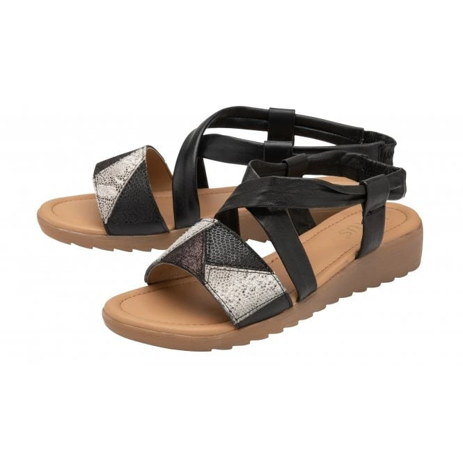Black Leather Evette Open-Toe Sandals | Lotus 4 Black Leather Evette Open-Toe Sandals | Lotus - Image 2