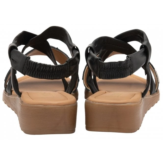 Black Leather Evette Open-Toe Sandals | Lotus 5 Black Leather Evette Open-Toe Sandals | Lotus - Image 3
