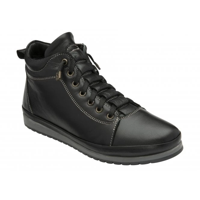 Black Leather Frida Ankle Boots | Lotus 3 Black Leather Frida Ankle Boots | Lotus