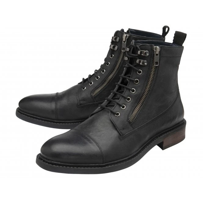 Black Leather Harry Zip-Up Ankle Boots | Lotus 4 Black Leather Harry Zip-Up Ankle Boots | Lotus - Image 2