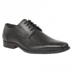 Black Leather Huntington Lace-Up Shoes | Lotus