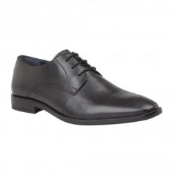 Black Leather Ivan Lace-Up Derby Shoes | Lotus