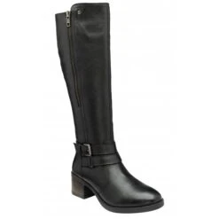 Black Leather Jive Knee High Boots | Lotus