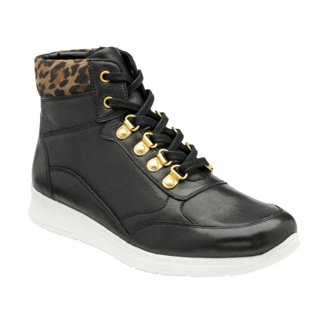 Black Leather & Leopard-Print Saskia High Top Trainers | Stressless By Lotus 3 Black Leather & Leopard-Print Saskia High Top Trainers | Stressless By Lotus