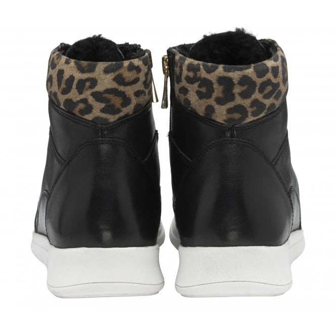 Black Leather & Leopard-Print Saskia High Top Trainers | Stressless By Lotus 5 Black Leather & Leopard-Print Saskia High Top Trainers | Stressless By Lotus - Image 3