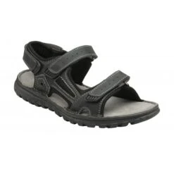 Black Leather Noah Strap Sandals | Lotus