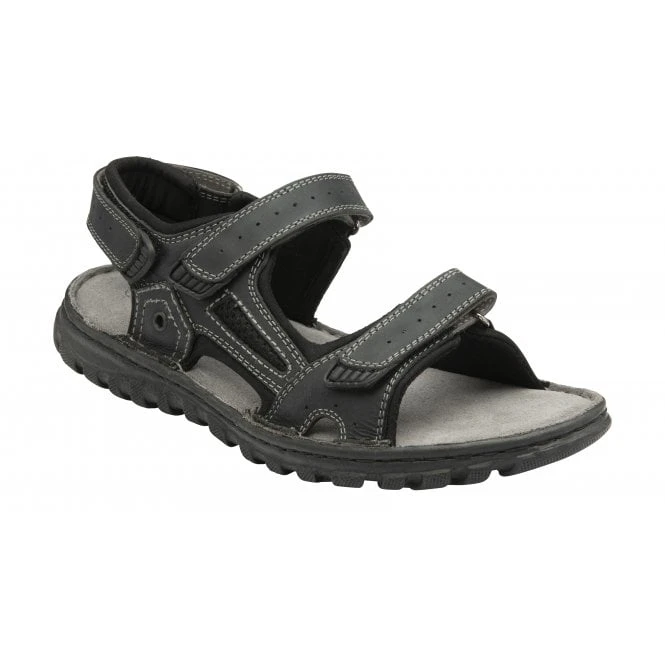 Black Leather Noah Strap Sandals | Lotus 3 Black Leather Noah Strap Sandals | Lotus