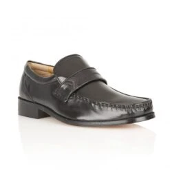 Black Leather Salerno Loafers | Rombah Wallace