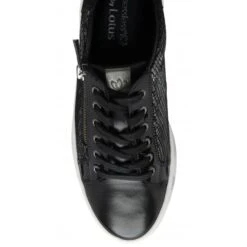 Black Leather & Snake-Print Sky Casual Trainers | Stressless By Lotus -Lotus Shoes Sale black leather snake print sky casual trainers stressless by lotus p13113 30928 medium