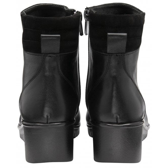 Black Leather & Suede Delphine Wedge Ankle Boots | Lotus 5 Black Leather & Suede Delphine Wedge Ankle Boots | Lotus - Image 3