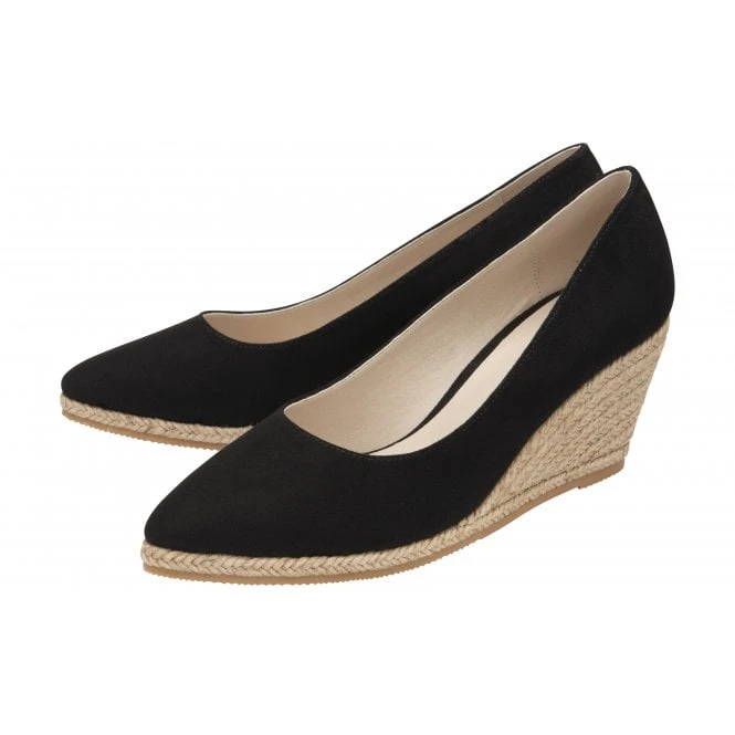 Black Microfibre Giselle Wedge Shoes | Lotus 4 Black Microfibre Giselle Wedge Shoes | Lotus - Image 2