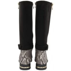 Black Microfibre & Snake-Print Harper Knee High Boots | Lotus -Lotus Shoes Sale black microfibre snake print harper knee high boots lotus p13385 32142 medium