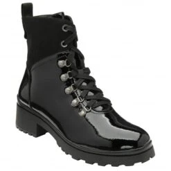 Black Patent Alder Zip-Up Ankle Boots | Lotus