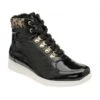 Black Patent Leather & Leopard-Print Saskia High Top Trainers | Stressless By Lotus
