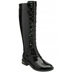 Black Patent Lisa Knee High Boots | Lotus