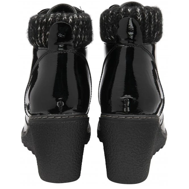 Black Patent Philomena Wedge Ankle Boots | Lotus 5 Black Patent Philomena Wedge Ankle Boots | Lotus - Image 3