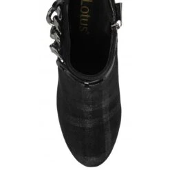 Black & Pewter Plaid Alison Heeled Shoe-Boots | Lotus -Lotus Shoes Sale black pewter plaid alison heeled shoe boots lotus p13059 30564 medium