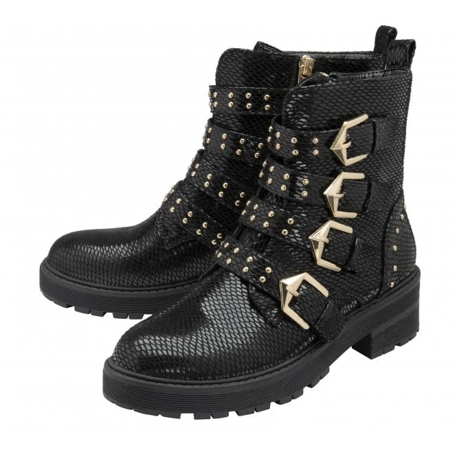 Black Snake-Print Eve Ankle Boots | Lotus 4 Black Snake-Print Eve Ankle Boots | Lotus - Image 2