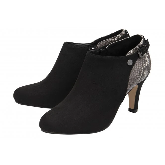 Black & Snake-Print Ramona Heeled Shoe-Boots | Lotus 4 Black & Snake-Print Ramona Heeled Shoe-Boots | Lotus - Image 2
