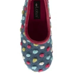 Blue Zoe Textile Pom-Pom Slippers | Lotus -Lotus Shoes Sale blue zoe textile pom pom slippers lotus p13130 31053 medium
