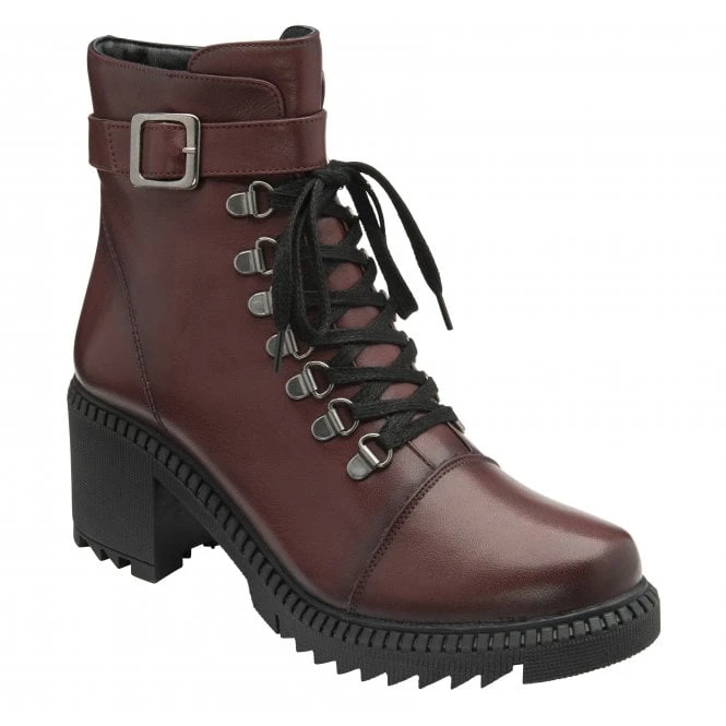 Bordo Leather Virginia Heeled Zip-Up Ankle Boots | Lotus 3 Bordo Leather Virginia Heeled Zip-Up Ankle Boots | Lotus