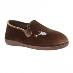 Brown Clarence Velour Slippers | Lotus