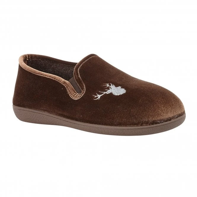 Brown Clarence Velour Slippers | Lotus 3 Brown Clarence Velour Slippers | Lotus