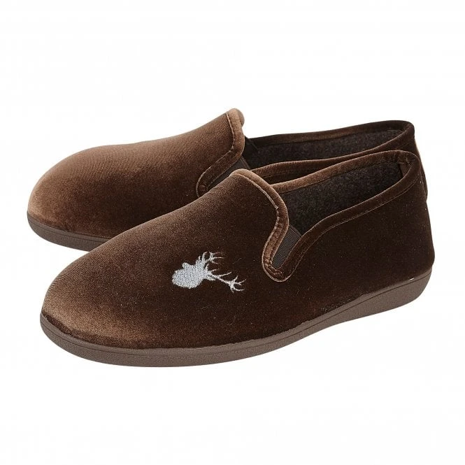 Brown Clarence Velour Slippers | Lotus 4 Brown Clarence Velour Slippers | Lotus - Image 2