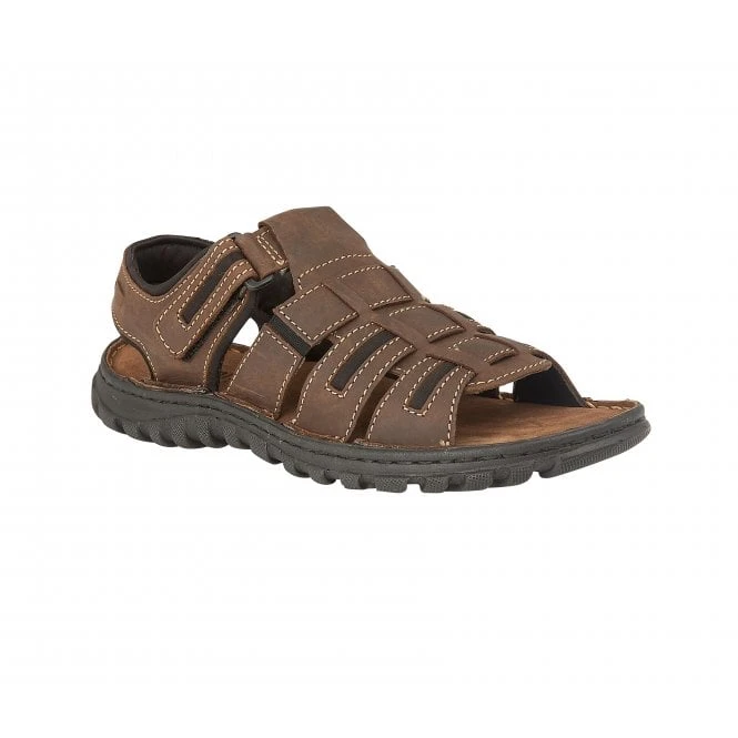 Brown Leather Dylan Open-Toe Sandals | Lotus 3 Brown Leather Dylan Open-Toe Sandals | Lotus