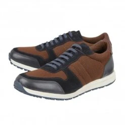 Brown Textile & Navy Leather Barrie Trainers | Lotus -Lotus Shoes Sale brown textile navy leather barrie trainers lotus p12860 29712 medium