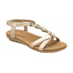 Gold Bettina Flat Open-Toe Sandals | Lotus