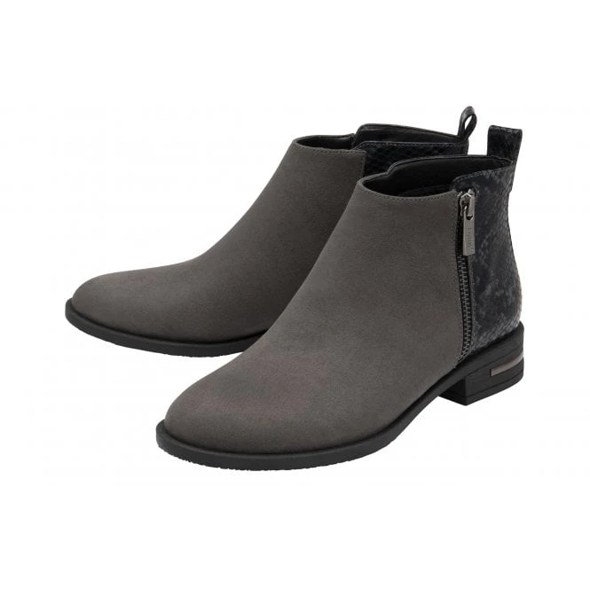 Grey & Black Snake-Print Anneka Ankle Boots | Lotus 4 Grey & Black Snake-Print Anneka Ankle Boots | Lotus - Image 2