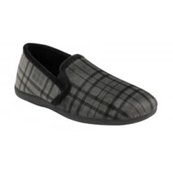 Grey Check Textile Ralf Full Shoe Slippers | Lotus