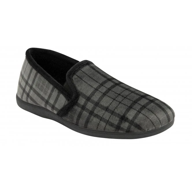 Grey Check Textile Ralf Full Shoe Slippers | Lotus 3 Grey Check Textile Ralf Full Shoe Slippers | Lotus