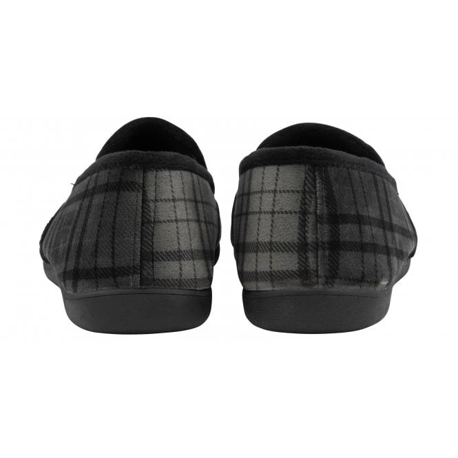 Grey Check Textile Ralf Full Shoe Slippers | Lotus 5 Grey Check Textile Ralf Full Shoe Slippers | Lotus - Image 3