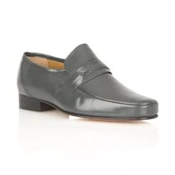 Grey Leather Regent Loafers | Rombah Wallace