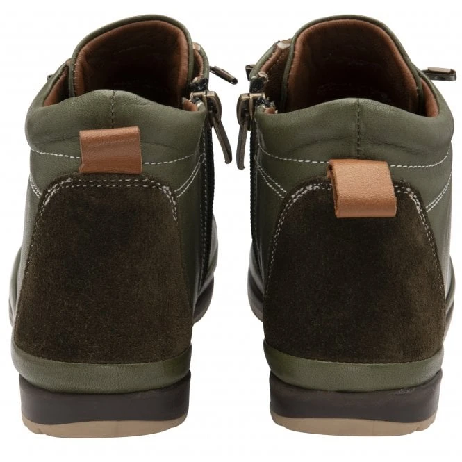 Khaki & Tan Leather Frida Ankle Boots | Lotus 5 Khaki & Tan Leather Frida Ankle Boots | Lotus - Image 3