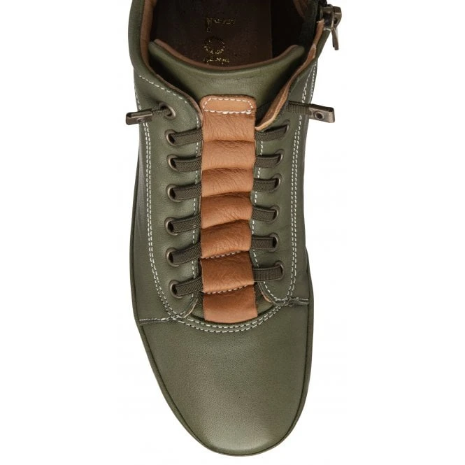 Khaki & Tan Leather Frida Ankle Boots | Lotus 6 Khaki & Tan Leather Frida Ankle Boots | Lotus - Image 4