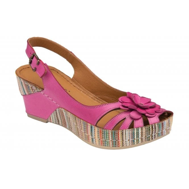 Magenta Leather Caria Slingback Shoes | Lotus 3 Magenta Leather Caria Slingback Shoes | Lotus