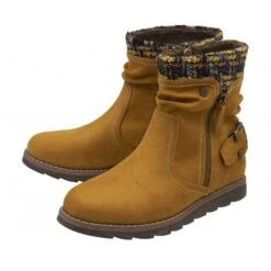 Mustard Textile Sandy Zip-Up Ankle Boots | Lotus -Lotus Shoes Sale mustard textile sandy zip up ankle boots lotus p13422 32357 medium