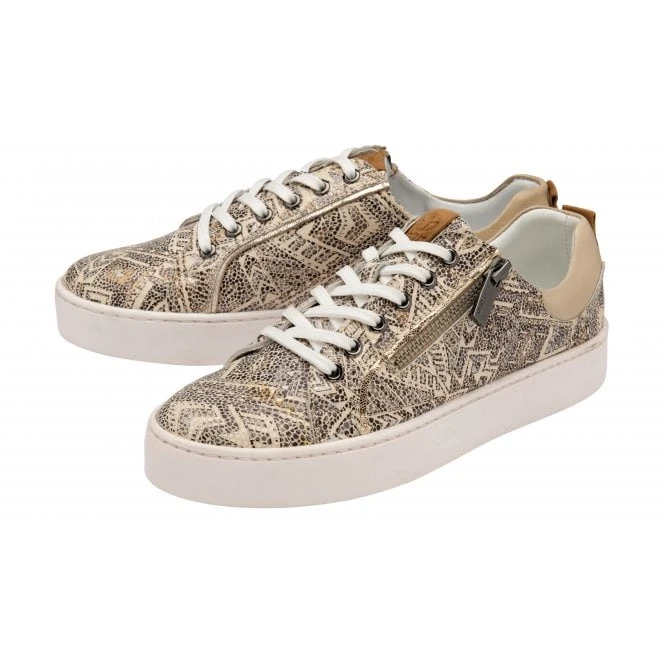 Natural & Tribal-Print Leather Serene Casual Trainers | Stressless By Lotus 4 Natural & Tribal-Print Leather Serene Casual Trainers | Stressless By Lotus - Image 2