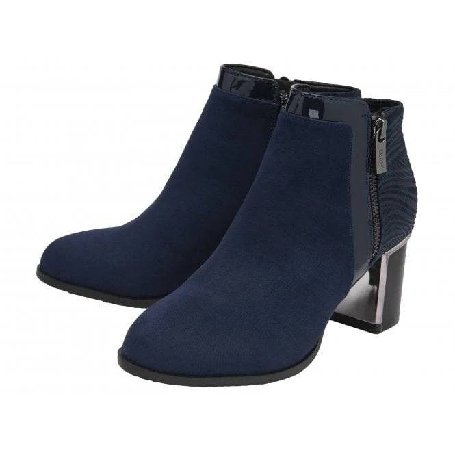 Navy & Animal-Print Rebecca Ankle Boots | Lotus 4 Navy & Animal-Print Rebecca Ankle Boots | Lotus - Image 2