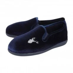 Navy Clarence Velour Slippers | Lotus -Lotus Shoes Sale navy clarence velour slippers lotus p12863 29692 medium