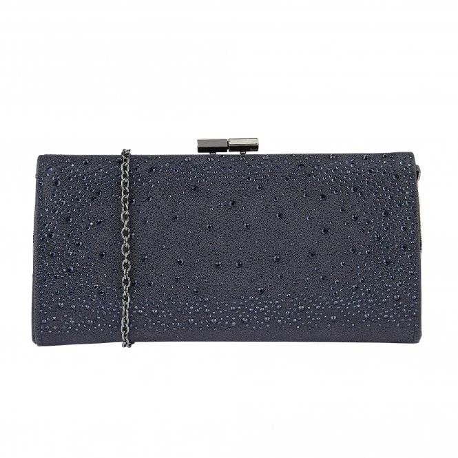 Navy & Diamante Chandra Clutch Bag | Lotus 3 Navy & Diamante Chandra Clutch Bag | Lotus