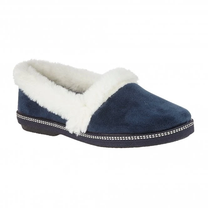 Navy Greta Textile Slippers | Lotus 3 Navy Greta Textile Slippers | Lotus