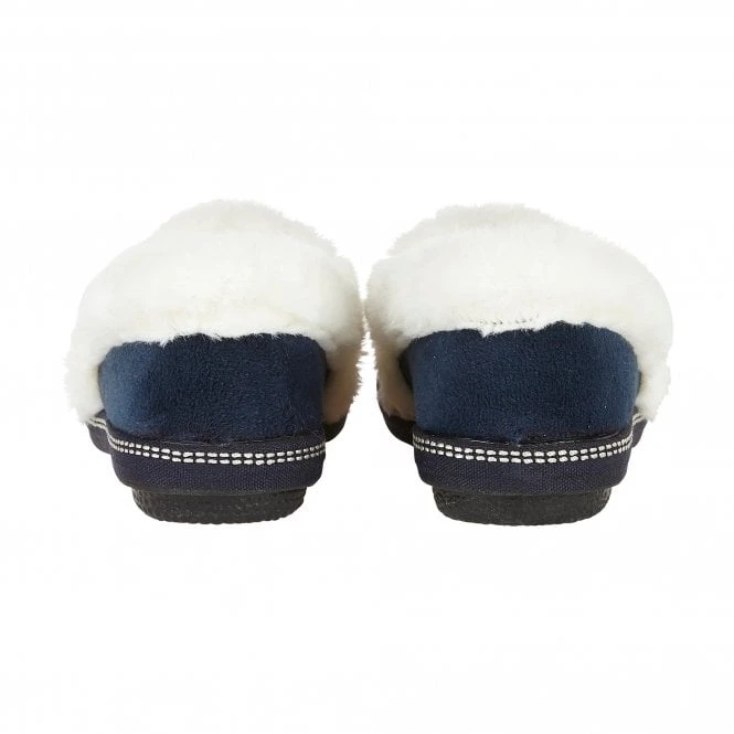 Navy Greta Textile Slippers | Lotus 5 Navy Greta Textile Slippers | Lotus - Image 3